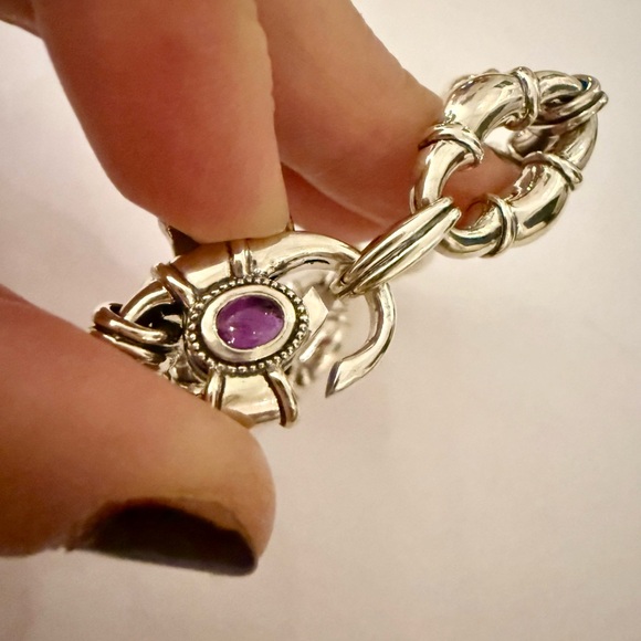 Scott Kay 925 Silver Links Bracelet with Amethyst Gem 💎 NWT💫 - Picture 5 of 7